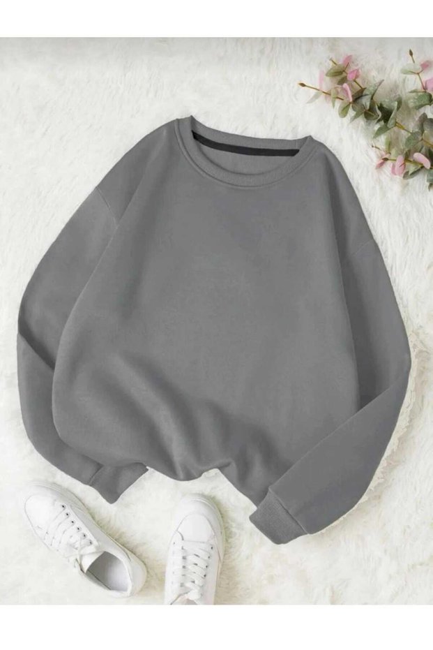 Unisex anthracite-colored crew neck sweatshirt