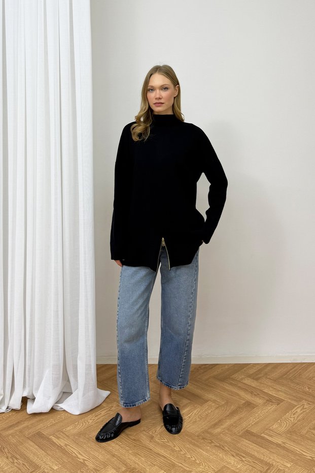 Zipper Detailed Knitwear Tunic 87-2670