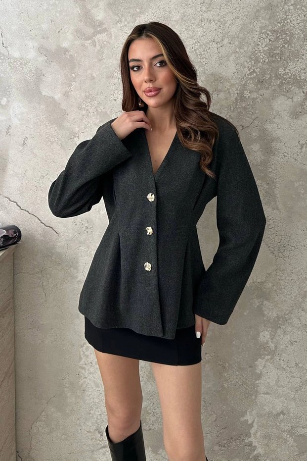 Women's Anthracite-Lined Pleated Jacket