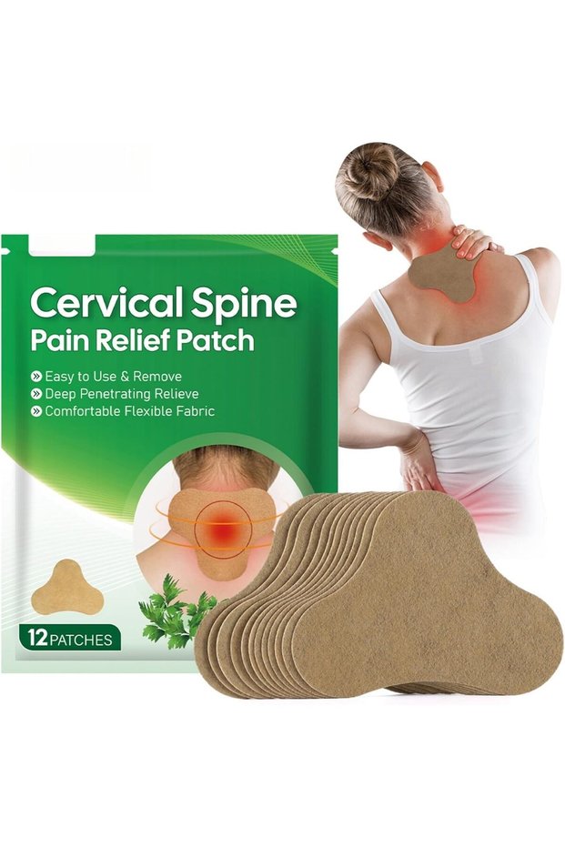 Cervical Spine Pain Relief Patch for Neck & Shoulder Pain – Herbal Deep Penetrating Heat Therapy Patches with Comfortable Flexible Fabric | Easy to Use Adhesive Patches for Daily Neck & Muscle Comfort