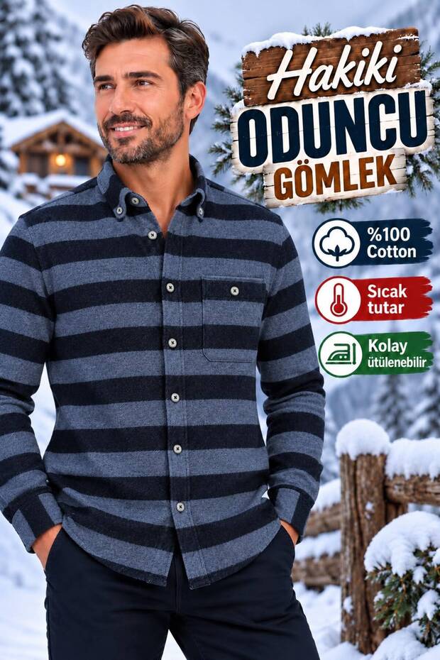 Authentic Flannel Shirt with a Button-Down Collar