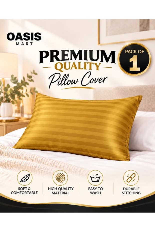 Premium Microfiber Pillowcase, Pack of 1, Soft Breathable Wrinkle-Resistant Pillow Cover with Envelope Closure, Easy-Care Bedding for Home & Hotel.