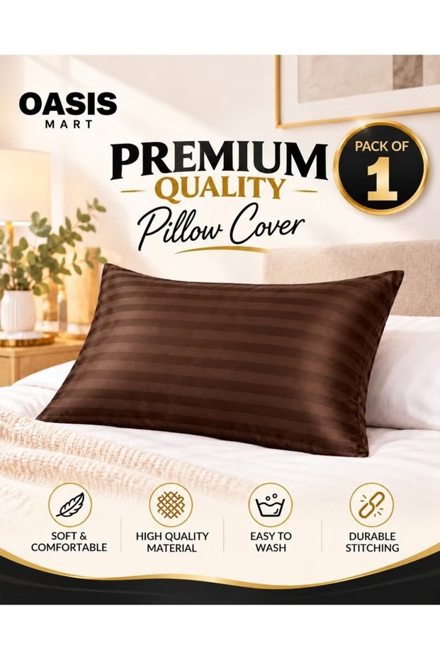 Premium Microfiber Pillowcase, Pack of 1, Soft Breathable Wrinkle-Resistant Pillow Cover with Envelope Closure, Easy-Care Bedding for Home & Hotel.