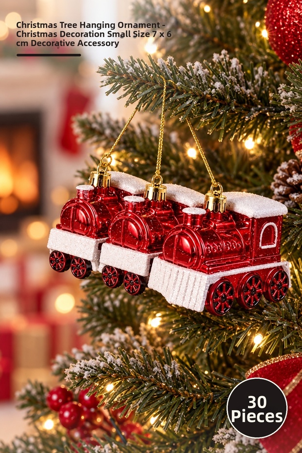 Set of 30 Christmas Tree Hanging Ornaments – Christmas Ornaments, Small Size 7 x 6 cm, Decorative Accessories