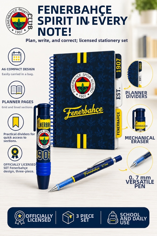 A5 Planner-Style Ruled and Checked Spiral-Bound Notebook, Versatile Pen (0.7 mm), and Smudge-Free Rocket Eraser Set
