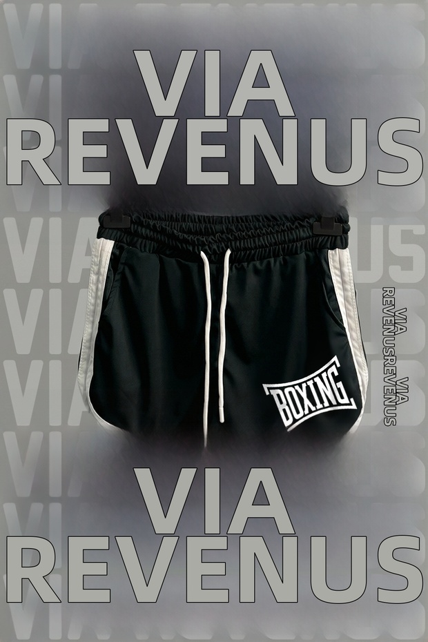 Boxing Lettering Printed with Side Strips Piped Detail Women's Sports Running and Fitness Shorts