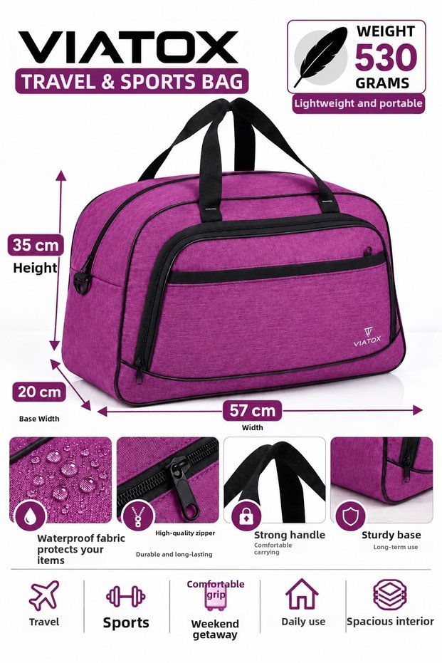 VT-012 Linen Unisex 3-Compartment Hand- and Shoulder-Carry Daily Travel, Gym, Fitness, and Sports Bag LILAC