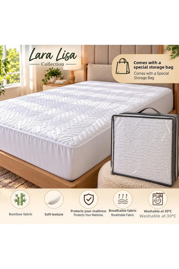 Bamboo Fabric Fitted Single-Size Mattress Protector