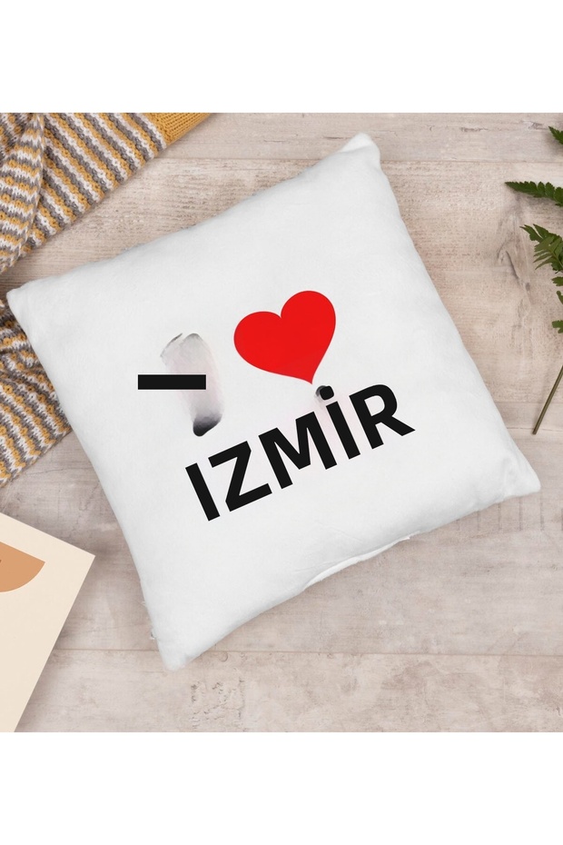 وسادة بتصميم "أنا أحب إزمير" - الموديل رقم 1.