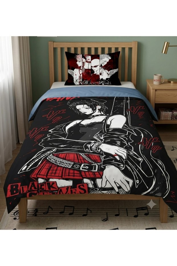 OWL BAG Nana Black Stones Exclusive Design Single-Size Bedspread and Pillowcase