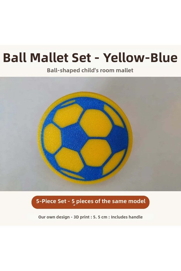 Ball-Shaped Children's Room Knob Set, Set of 5 - 5 Pieces of the Same Color, 5.5 cm, Yellow and Navy Blue