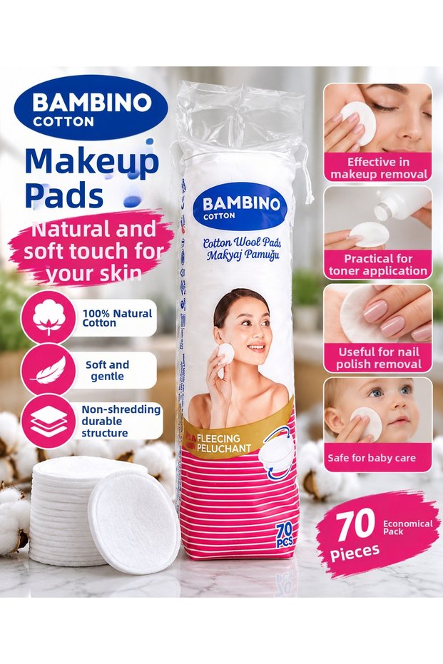 Cotton Makeup Pads, 70 Soft Cotton Pads