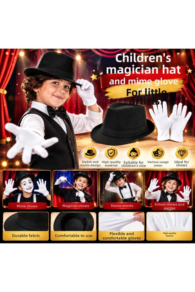 Children's Stage Set – Performance Fedora Hat and Gloves BX