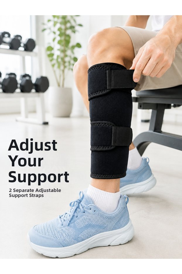 Sports Calf Support Device with Adjustable Band, Black