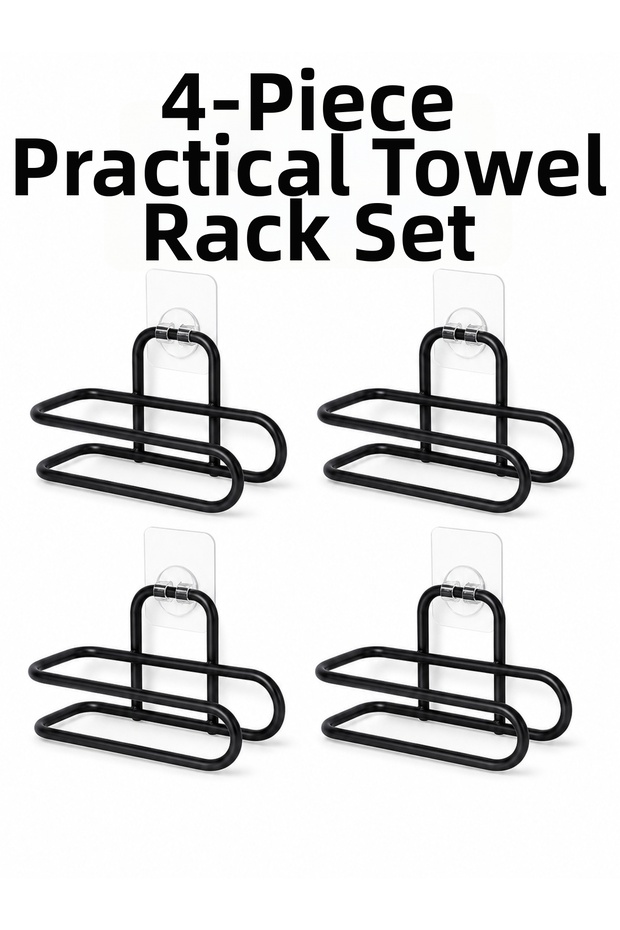 Black Metal Wc Paper Holder Adhesive Wall Mounted Toilet Paper Holder Set 4 Pieces