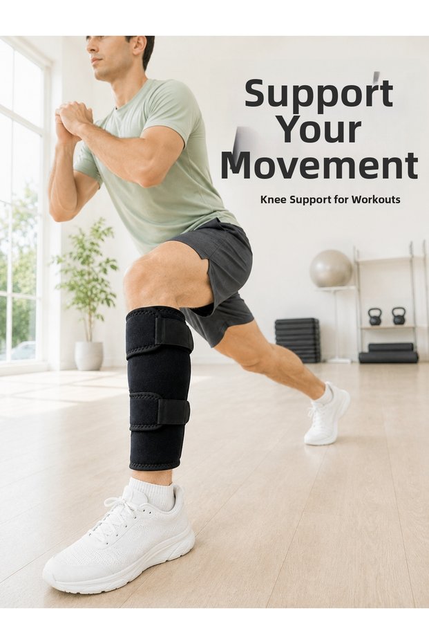 Calf Supporter Adjustable Double Band Black Lower Calf Support