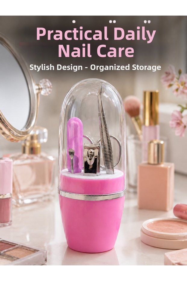 Portable Manicure Set Pink Nail Care and Personal Care Kit