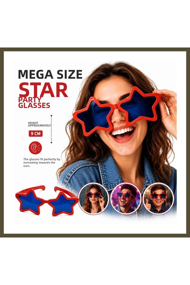 Mega Tip Star Party Sunglasses, Red, BX