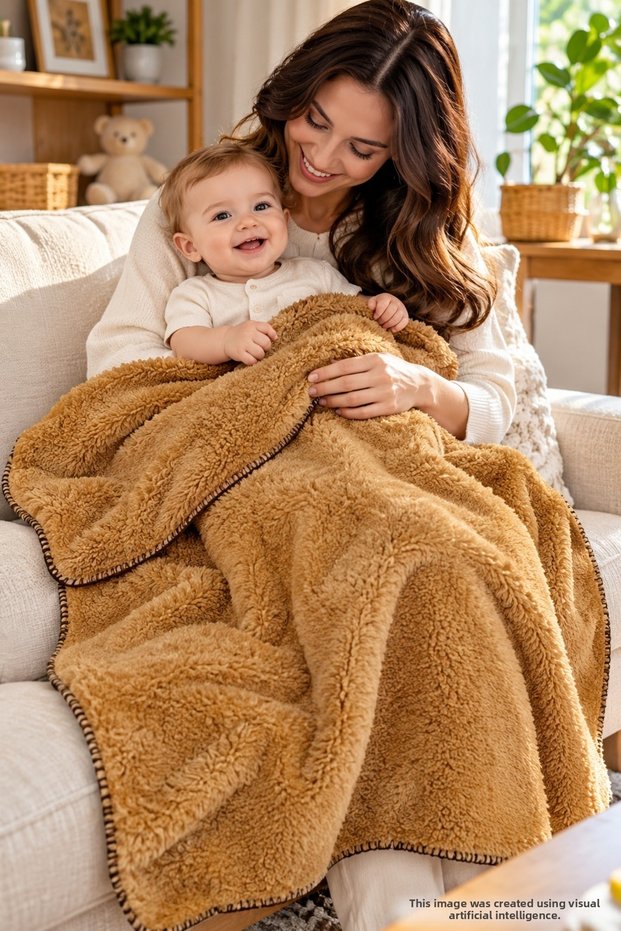 Soft Baby Blanket with Herding Stitch—Welsoft Fleece Plush Baby Blanket, 100% Made in Turkey