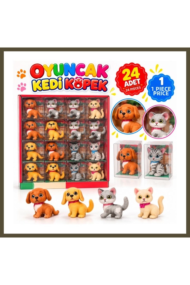 KZL-8910-E48 TOY CAT AND DOG 24-PIECE DISPLAY STAND—PRICE IS FOR 1 UNIT BX
