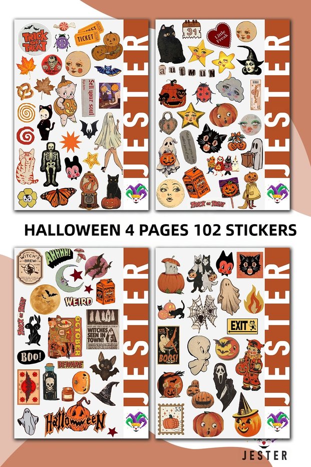 Halloween, 4 PAGES, Stickers, Daily Planner, Agenda, Planner, Bullet