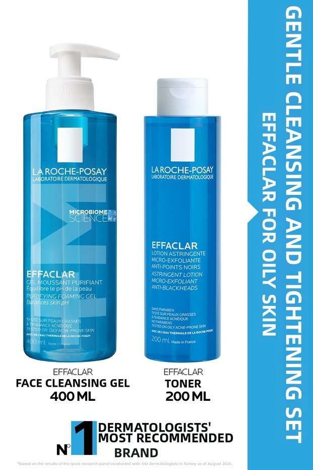 Skincare Set for Oily Skin: Effaclar Facial Cleansing Gel 400ml & Firming Treatment.