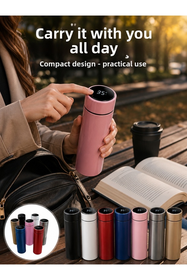 250 ml Insulated Thermos Bottle with Led Temperature Display - New Generation - Lisinya Lseldr06