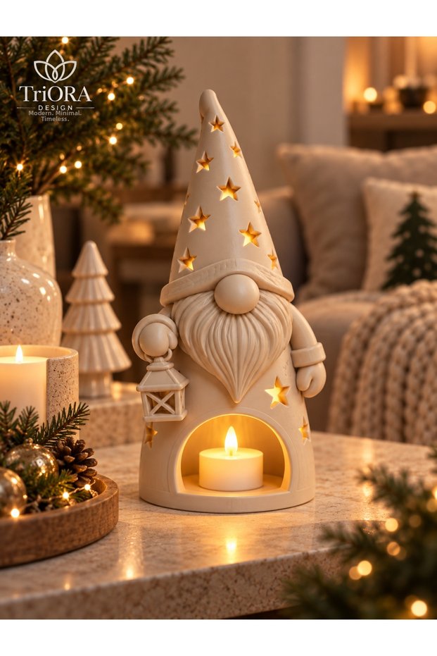 Glome Lighted Dwarf Tealight – Led Lighted 3D Printed Decorative Christmas and Home Decoration Object | 22 cm