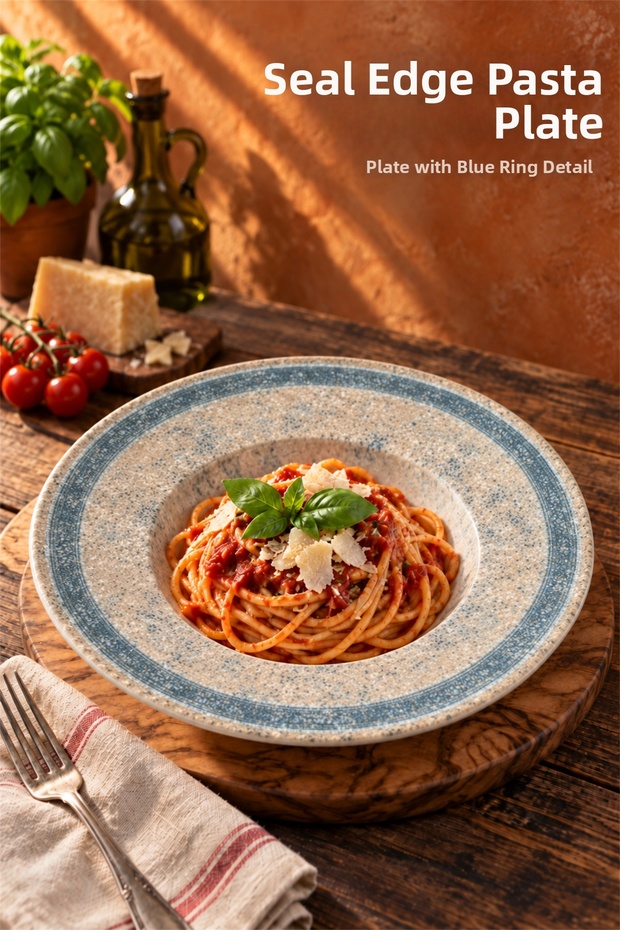 Sealed Single Porcelain Bowl for Pasta, Risotto, and Salad Serving, 27 Cm.