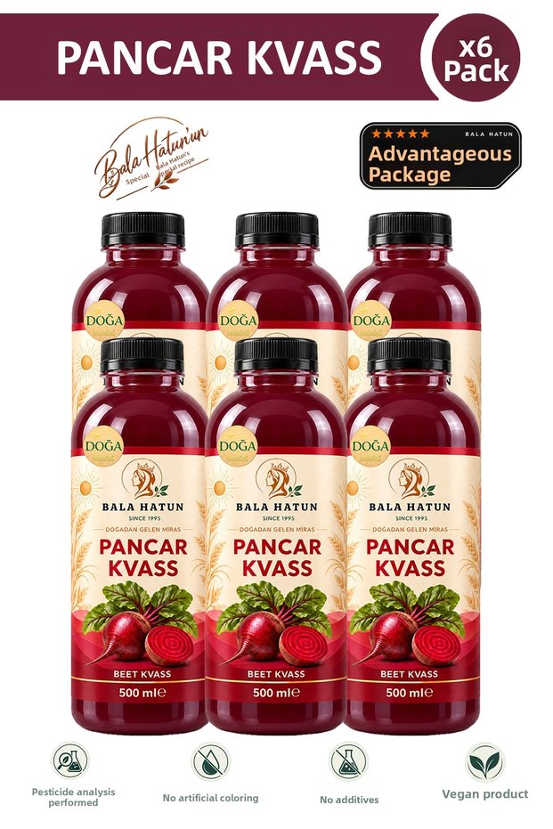 Beet Kvass 500ml - Fermentation with Kefir Juice - Naturally Fermented (6-Piece Pet Bottle)