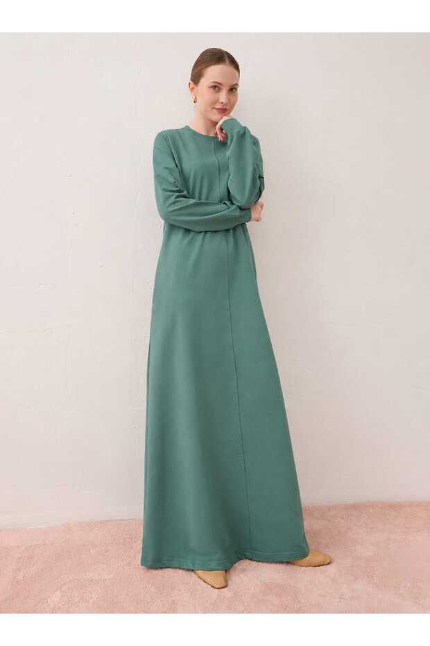 Basic Hijab Dress with Pocket Detail - Khaki -
