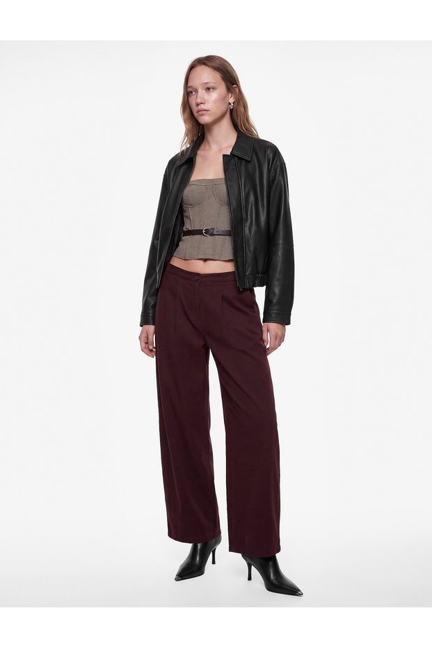 Buttoned Pocketed Cotton Gabardine Barrel Trousers