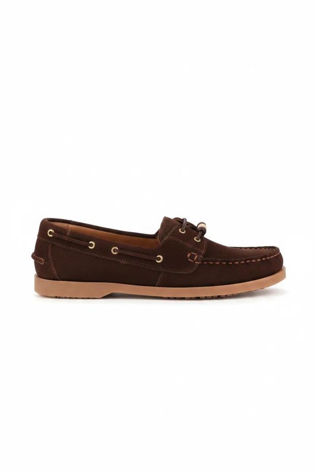 Genuine Leather Women's Casual Loafer Shoes Esl.8007 Brown Suede