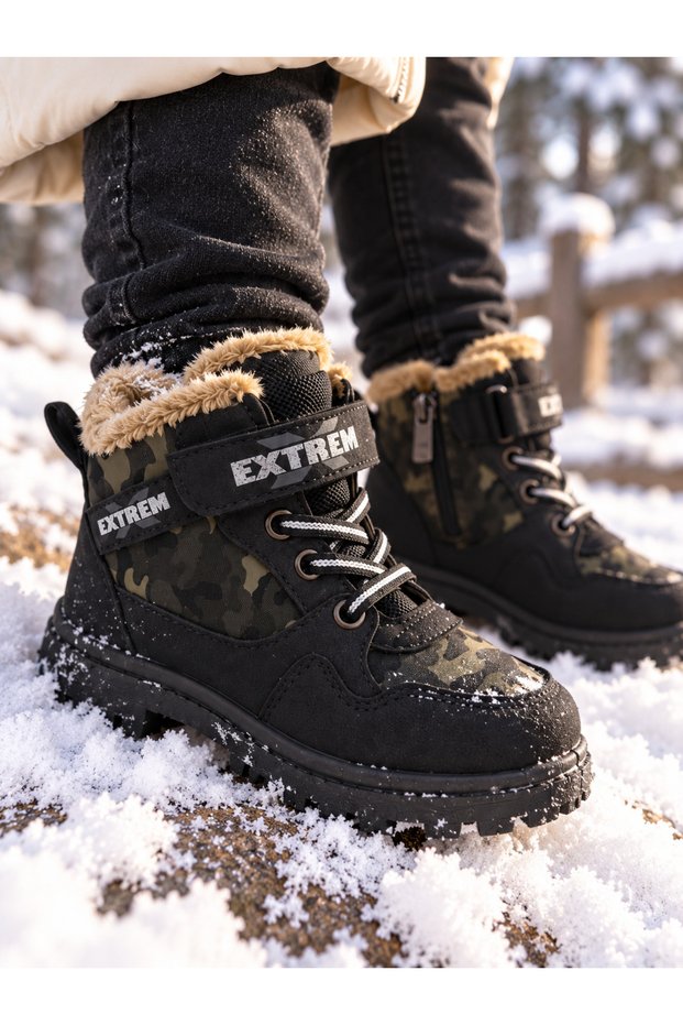 Children's Winter Snow Boots with Fur-Lined Construction and Non-Slip Soles