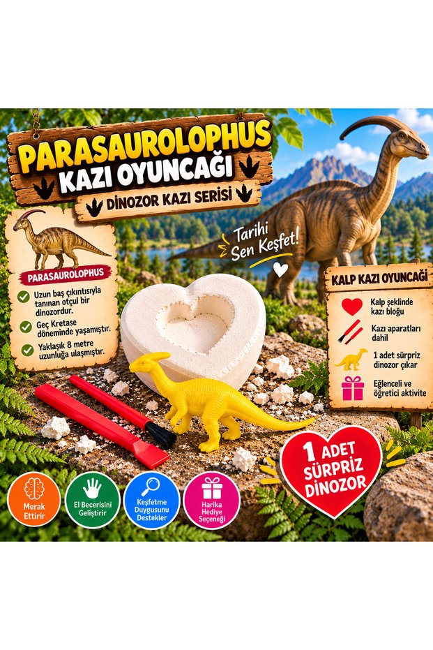 🦕🍀 Parasaurolophus Dinosaur Dig Toy – Archaeological Dig and Discovery Activity Set