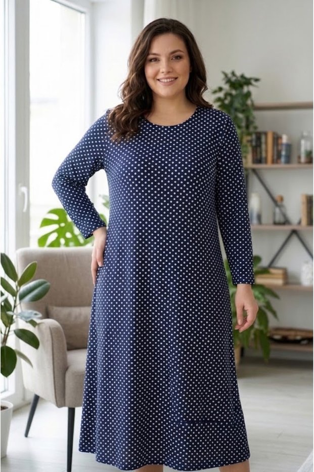 Plus Size Women's Pigment Printed Combed Cotton Dress