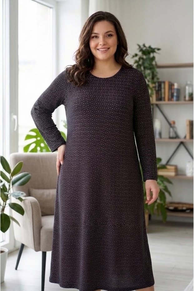Plus Size Women's Pigment Printed Combed Cotton Dress