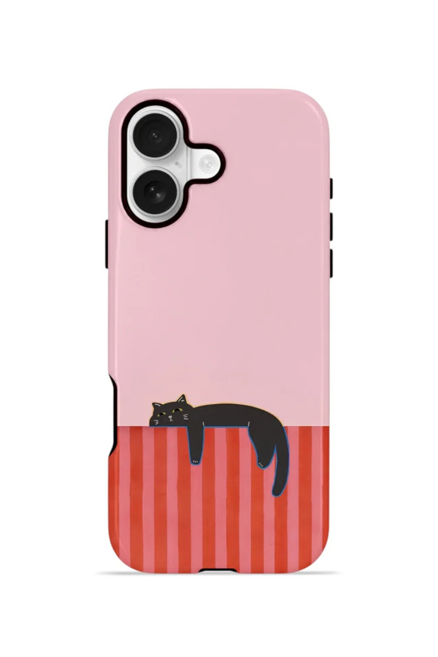 غطاء حماية مزدوج الطبقات لهاتف iPhone 16 Plus، تصميم "لازي كات صنست".