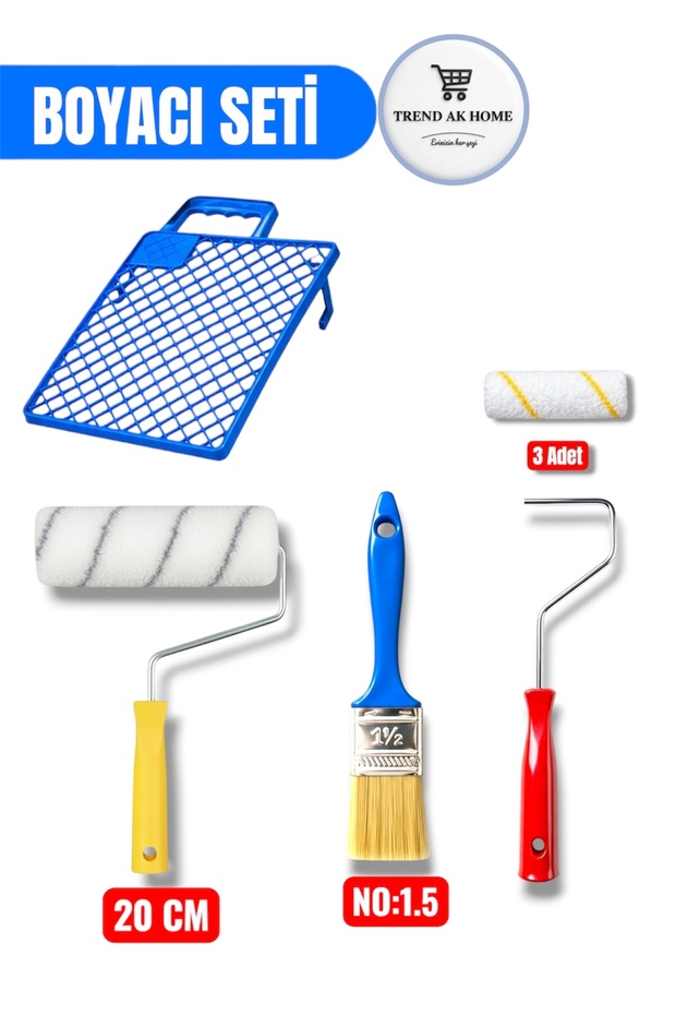 5-Piece Painting Set: Brush, Roller, Grid - 9994