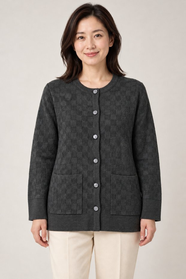 New Style Women's Mid-Age and Older Knit Button-Up Cardigan 2741