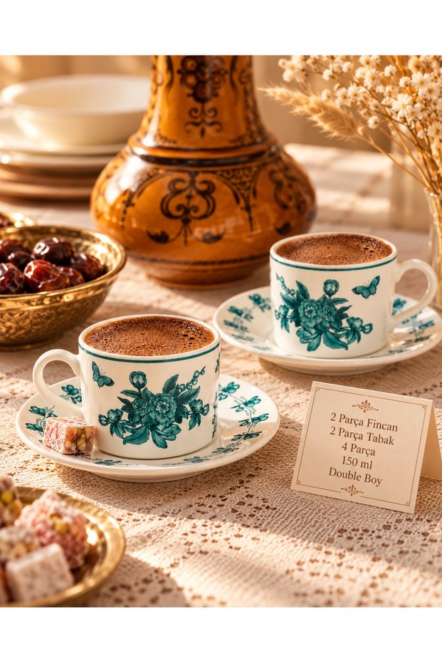 Flutterbloom 2-Piece Cup with Bow Detail and Gift Boxed Espresso Coffee Cup Set, 150 ml