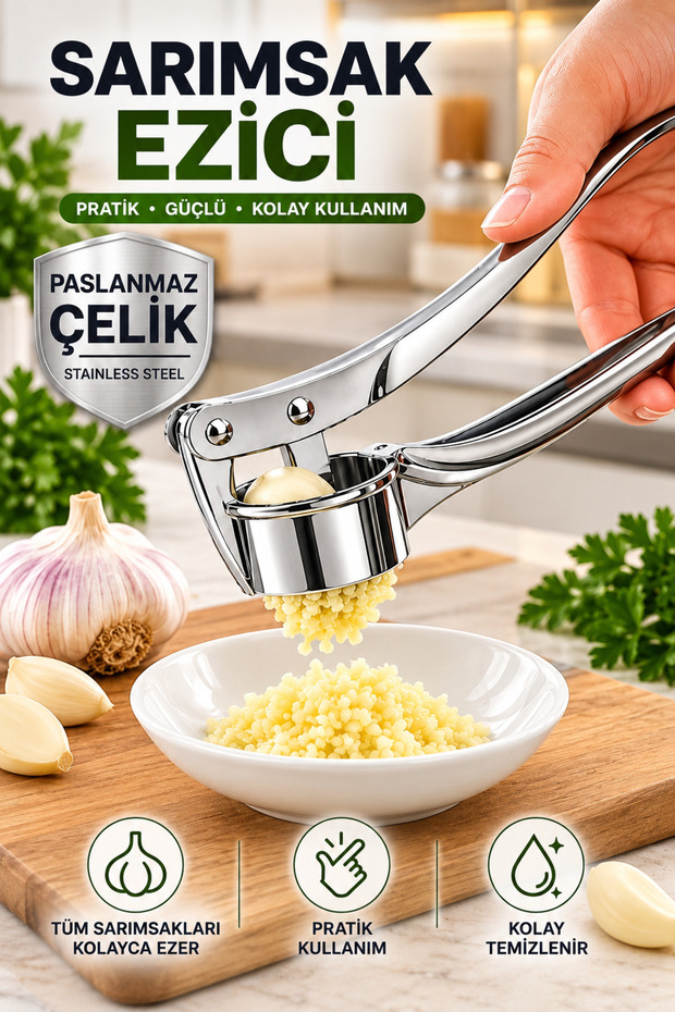 Round Shape Garlic Crusher Press Chamber Steel Garlic Grater