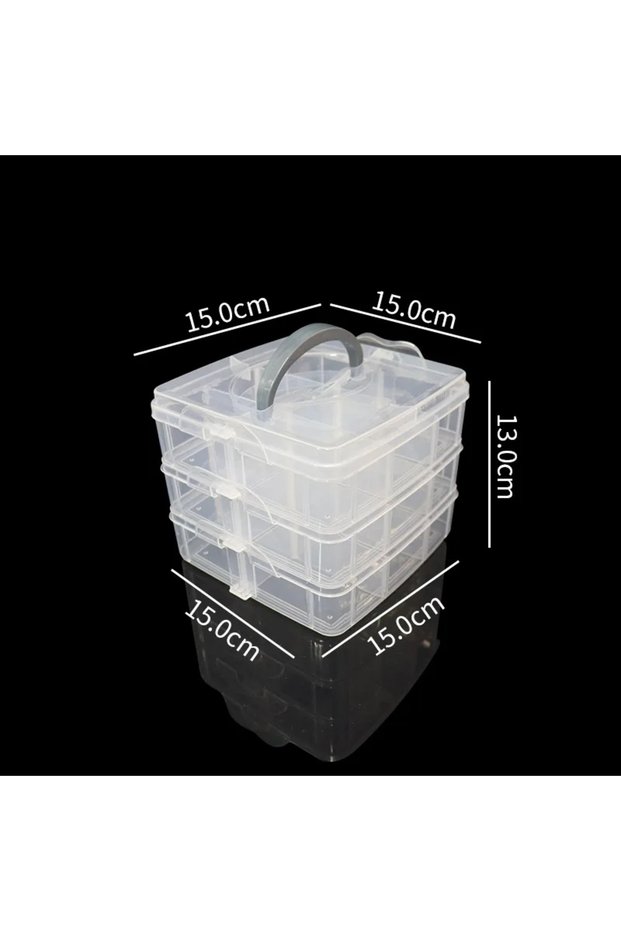 S transparent 3-Tier Stackable Lego Storage Boxes Clear Plastics Adjustable Compartments Toy Contain