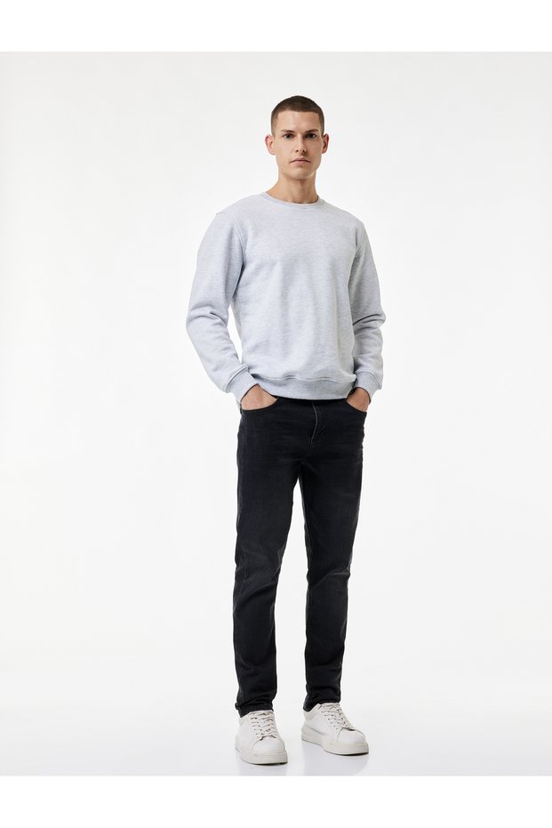 Cotton-Blend Regular Slim Fit Jeans with Pockets - Brad Jean