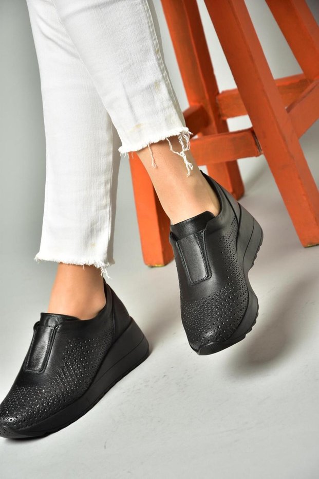 S540045503 Black Genuine Leather Casual Women's Shoes