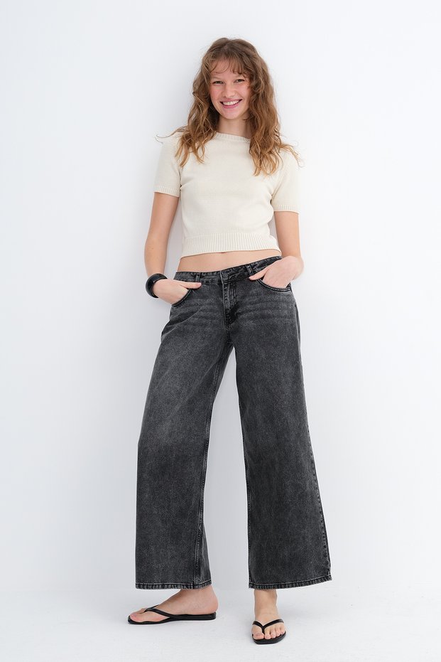 Wide Leg Jean Pants Pn10040