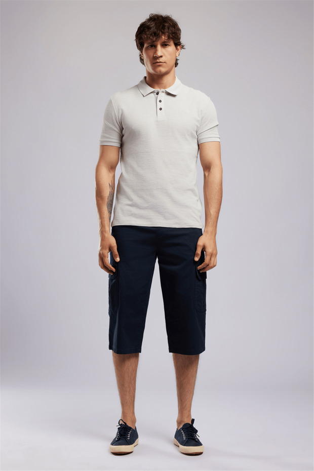 JOAN Men's Regular Fit Long Woven Cargo Shorts, Navy Blue