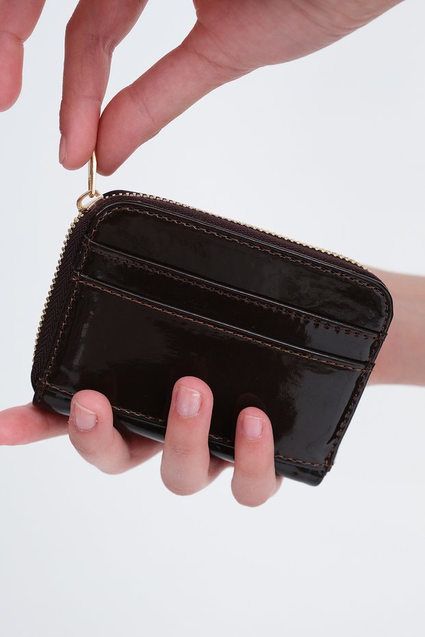 Zippered Patent Leather Wallet Czdn122-F6