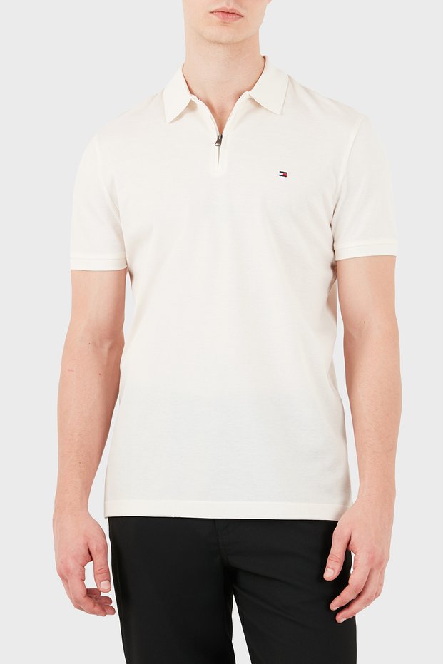 White Logo Men's Polo T-Shirt