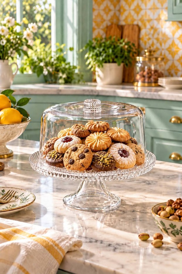 Montana - Mini Cake and Cookie Display Dome with Plastic Lid and Glass Base, 19 CM Serving Plate